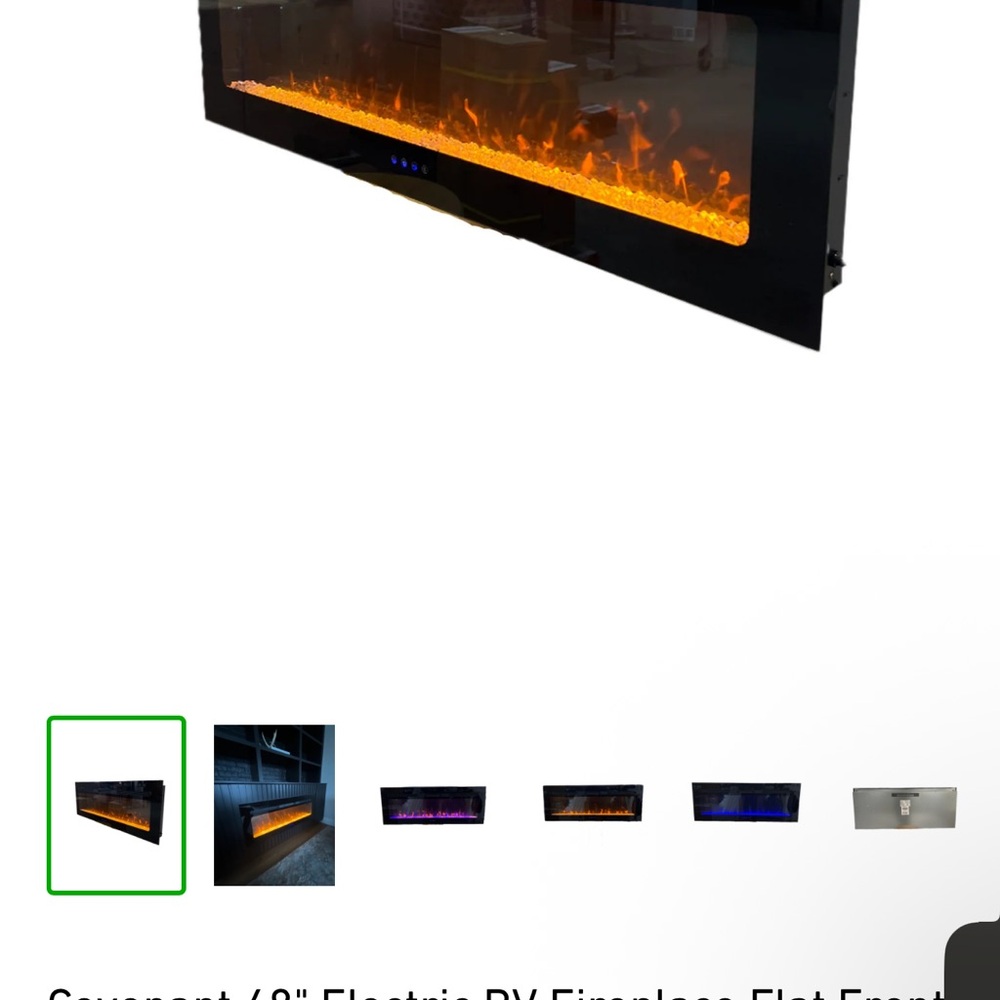 Electric Wall-Mounted Fireplace with Black Frame